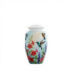 Urna de Cerámica Hecha a Mano con Tapa, Diseño Floral de Colibrí, Jarra Decorativa para Mesa, Decoración del Hogar - Product Image 1