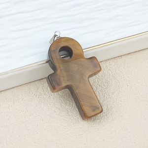 Colgante Anka de cristal Natural tallado a mano al por mayor, amatista, Ojo de Tigre, <span class=keywords><strong>amuleto</strong></span> de Cruz de <span class=keywords><strong>cuarzo</strong></span> <span class=keywords><strong>rosa</strong></span>, colgante para <span class=keywords><strong>collar</strong></span> DIY - Product Image 6