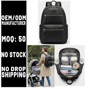 Mochila de Piel Sintética Personalizada OEM para Mamá, Elegante Bolso para Pañales con Más de 15 Bolsillos, Porta Biberones Aislado, Cambiador y Funda para Portátil - Product Image 1