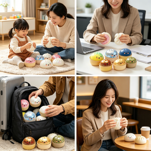 ของเล่นบีบกวนรูปซาลาเปาเคลือบกลิตเตอร์น่ารัก บีบแล้วคืนรูปช้าๆ บรรเทาความเครียด สำหรับเด็กและผู้ใหญ่ ของเล่นบีบคลายกังวล - Product Image 5