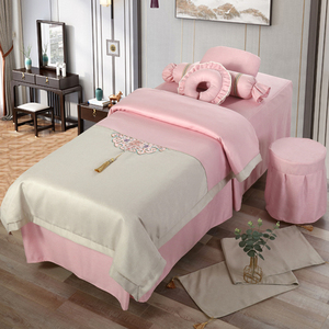 Toptan lüks modern güzellik yatağı etek yatak örtüsü düz monte sac salon spa masaj masa örtüsü seti - Product Image 1