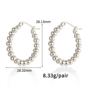Bijoux minimalistes tendance, boucles d'oreilles géométriques épaisses, imperméables, perles, vente en gros, laiton plaqué or 18 carats - Product Image 5