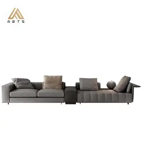 Luxus Wohnzimmer L-Form Sofa 7 Sitze italienisches Design Wohnzimmer Schnitt Top Echt leder Stoff Sofa Set Möbel