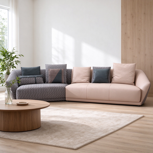 Sofá Seccional de Dos Tonos con Brazos Redondeados, Unión Angular, Base Baja, Estilo Moderno y Minimalista para Sala de Estar, Hotel, Villa, Dormitorio - Product Image 3