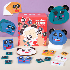Bloques de Construcción de Madera con Forma de Panda de Dibujos Animados para Niños, Cubo Cambiante de Caras, Rompecabezas 3D, Juguete Educativo Temprano - Product Image 3