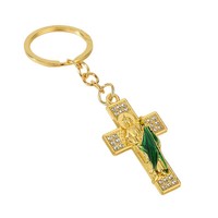 Porte-clés religieux catholique rétro, pendentif en métal micro-incrusté, accessoire coloré en zircon Vierge Marie