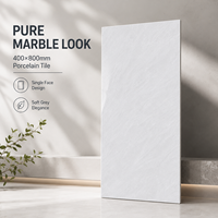 Venta al por Mayor Directa de Fábrica, OEM ODM, Baldosa de Porcelana Brillante con Aspecto de Mármol Gris Claro de 400x800 mm para Paredes y Pisos de Baños
