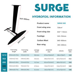 Tabla de surf Axis Foil Surge 830 UHM con mástil de carbono para surf de wing, kayak, SUP, aleta de kayak, deportes acuáticos, kitesurf y hydrofoil. - Product Image 5
