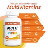 Tablet Kunyah Multivitamin untuk Dewasa - 13 Vitamin Esensial dengan Vitamin C, D3 & B12 untuk Mendukung Imunitas & Energi, 60 Tablet