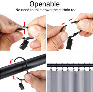 Accessoires <span class=keywords><strong>pour</strong></span> rideaux Clips de rideaux Anneaux de cintres Quincaillerie de rideaux Anneaux de rideaux en métal avec clip - Product Image 2