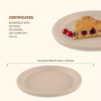 Assiette ronde jetable en bambou de 10 pouces, biodégradable, pour fêtes, mariages, anniversaires, écologique, en plastique et papier