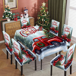 Rectangular Christmas Tablecloth Waterproof Polyester Table Cover With <b>Chair</b> Cover Sets for Kitchen <b>Dining</b> Room Holiday Party - Product Image 2