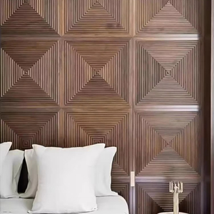 AISEN DECOR Panneaux muraux en <span class=keywords><strong>bois</strong></span> à cannelures pelables et collés 3D modernes de luxe à motifs géométriques Design d'intérieur Style traditionnel - Product Image 1