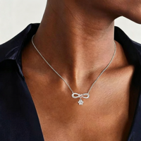 Collier pendentif en argent sterling S925 de luxe avec zircone cubique, motif infini et patte de chat, fabrication directe d'usine SPJ, OEM ODM, pour anniversaire