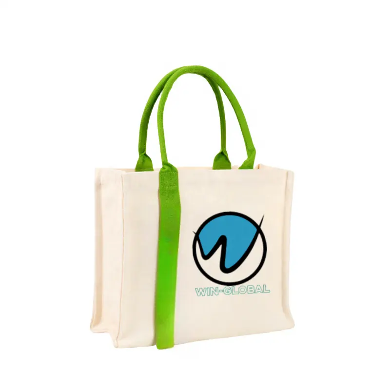 Custom Logo Printed Dust Proof Natural White Cotton Canvas Tote Bag for Shopping handbags