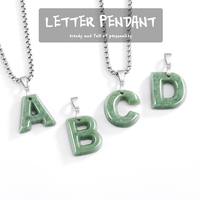 Pendentif en jade naturel avec lettre, argent S925, design original UNISEXE, colliers de bijoux fins personnalisables S-A