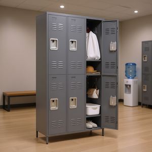 Armoire de rangement métallique grise à 6 portes et 72 pouces avec serrure pour la maison, la salle de sport, le bureau, l'école ou le garage - Product Image 2