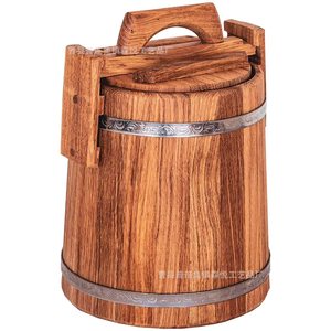 Wooden Cask Timber Barrel With Metal Bands For Food Storage Water <b>Beer</b> Oil Beverage Packaging - Product Image 1