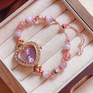 Relojes de cuarzo románticos, Natural reloj femenino de piedra, pulsera de cristal Natural con perlas, relojes de pulsera para mujer
