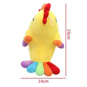 Toptan en popüler yumuşak peluş horoz hayvan <span class=keywords><strong>Pet</strong></span> çiğnemek oyuncaklar gökkuşağı kuyruk gıcırtılı horoz sarı parlak renk köpek oyuncaklar - Product Image 6