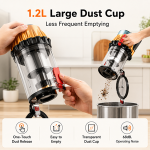 Aspirateur balai sans fil 37 kPa, forte aspiration, jusqu'à 65 min d'autonomie, bac à poussière de 1,2 L, aspirateur rechargeable pour le nettoyage domestique - Product Image 3