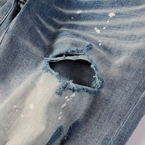 Productos para Dropshipping: Jeans de Mezclilla Elásticos de Corte Ajustado con Parches y Lavado Vintage 2026, Pantalones Premium de Estilo Hip Hop Urbano - Product Image 5