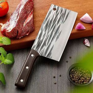 A 10-yuan forged cleaver, slicer, hammer-patterned round-tipped <b>knife</b> from a street vendor; sharp for home use, kitchen - Product Image 1