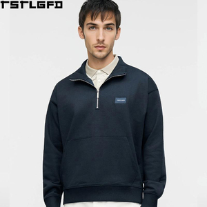 Custom Patch Mockneck Sweatshirt Men Heavyweight Woven Label Distressed <b>Jumper</b> Men'S Sweatshirts Clothing Manufacturers Bulk - Product Image 1