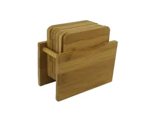 Wholesale Kitchen Natural Bamboo Coaster Table Cup Holder Heat Resistant 5 Pieces Set Holder