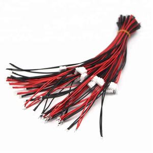 Kabel Adaptor Micro Male/Female <span class=keywords><strong>2</strong></span>-Pin 1.25mm 50mm/100mm Hitam Merah Tembaga Murni 30AWG PVC 12V WLBE XHP-6 OEM/ODM untuk Elektronik - Product Image 1