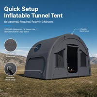 Tente gonflable de luxe 10 places en PVC, tunnel plat, imperméable, respirante, coupe-vent, portable, une chambre/salon, pour toutes les saisons