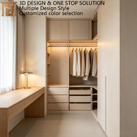 Armoire de chambre nordique en bois massif crème, avec étagères ajustables écologiques, portes miroir à fermeture douce, modulaire et sur mesure