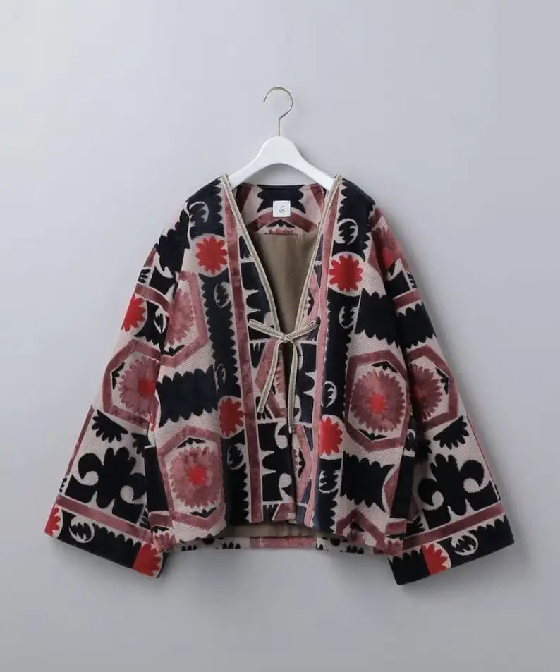 Veste kantha vintage veste courte pour femme manteau indien fait main vêtements vintage