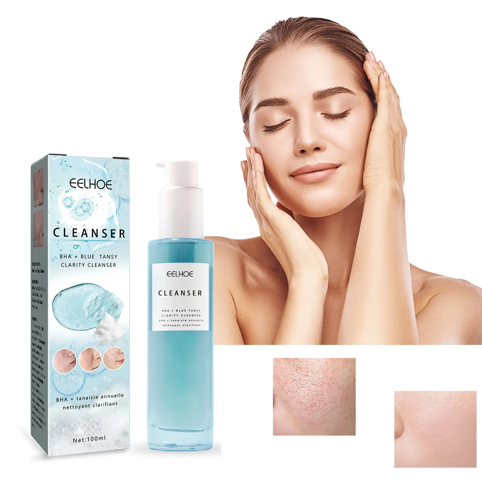 ब्लू Aiju सफाई चेहरे Cleanser गहरी तेल नियंत्रण सफाई Pores, निविदा, उज्ज्वल, और फर्मिंग त्वचा