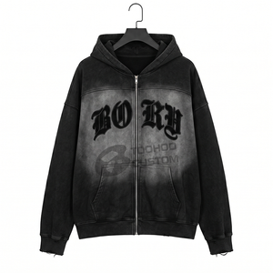 Custom 500gsm Heavyweight Waffle Knit Hoodie Men's Streetwear Boxy Fit Vintage Acid Wash 3D Embroidery Pullover Sweatshirt Bulk - Product Image 4