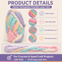 Fil chenille super doux et moelleux, épais et velouté, en polyester/acrylique Tuyi, idéal pour le crochet, le tricot et les couvertures confortables