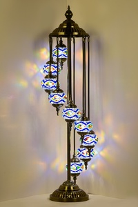 Lampe sur pied marocaine en mosaïque à 9 <span class=keywords><strong>globes</strong></span>, artisanale de Marrakech, lampe turque - Product Image 3