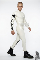 Combinaison en latex blanc pour homme, directement de l'usine, costume Zentai, taille personnalisée OEM, vente en gros, fabricant de costumes en vrac