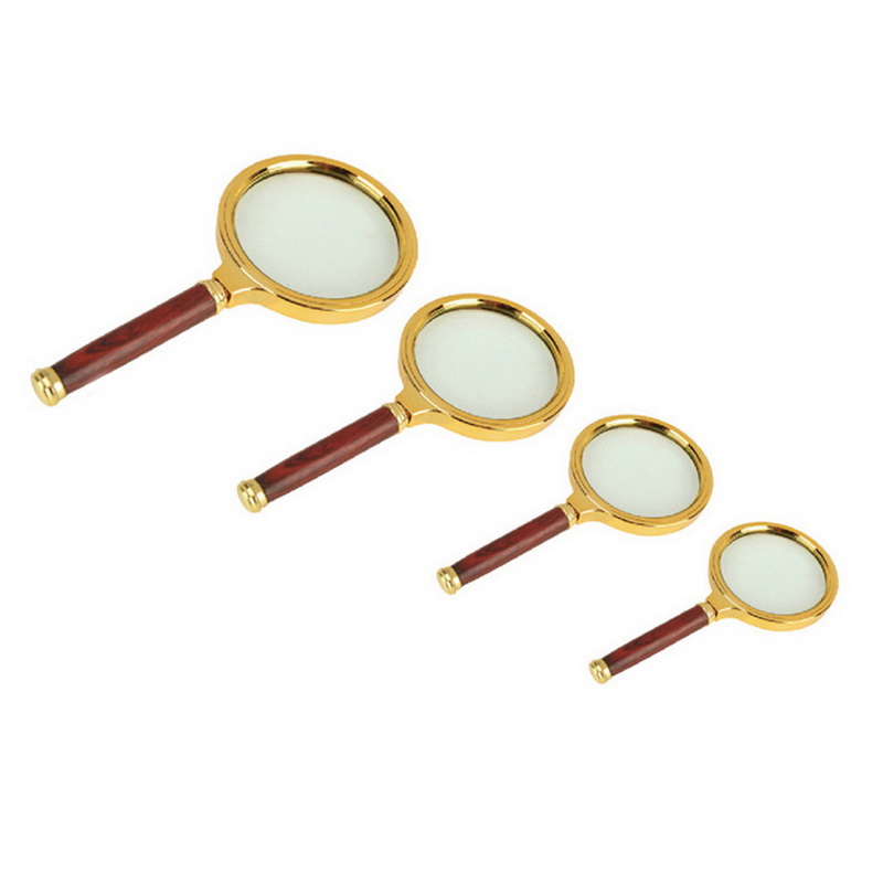 Портативное увеличительное стекло, ручное стекло высокого разрешения в стиле ретро, красное дерево, 60/70/80/90 мм, 10X