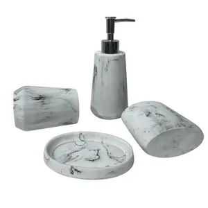 Popular 4 Piece set Products Faux Marble Bathroom Accessories for Home or Hotel