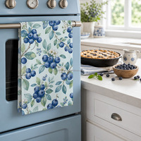 Serviette de cuisine en coton 100% avec impression numérique personnalisée, motif myrtille, en stock, expédition gratuite, échantillon disponible, serviette de cuisine de haute qualité