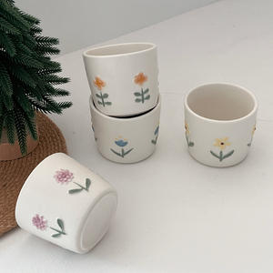 Novelty Hand-Painted Flower Coffee <b>Cup</b> <b>Set</b> of 4 Cute Ceramic Mugs Gift <b>Set</b> for Girls - Product Image 6