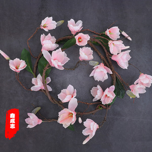 Décorations murales de mariage en fleurs de soie rose Magnolia Vine 100cm-200cm - Product Image 1