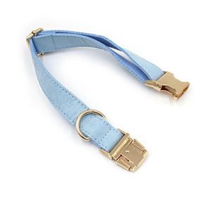 Conjunto de <span class=keywords><strong>collar</strong></span> y correa de cuero de gamuza para perro, regalo para perro, conjunto de lujo, azul cielo, otros collares para mascotas, hebilla dorada, correas para mascotas a la moda - Product Image 3