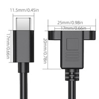 Cable de extensión USB 2.0 macho a hembra tipo C con orejetas de montaje y tuerca de fijación para transmisión de datos y carga, cobre sin oxígeno