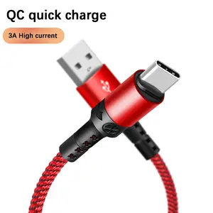 Fabricante Precio al por mayor Carga de teléfono celular móvil Negro Usb Micro Tipo C Conector Cable de carga rápida para Android