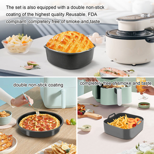 Baril à gâteau en métal et brosse à pizza XL Ensemble d'accessoires pour tasses de cuisson pour friteuse avec <span class=keywords><strong>livre</strong></span> de recettes - Product Image 2