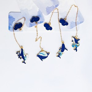 Marcador Página Papelería <span class=keywords><strong>Ballena</strong></span> Azul Nube Marcadores de metal personalizados <span class=keywords><strong>para</strong></span> amantes de los libros Escritores Lectores - Product Image 4