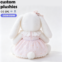 Peluche Lapin Blanc Adorable avec Robe Rose, Bordure en Dentelle et Nœud Floral – Cadeau Idéal pour Fille – Vente Flash