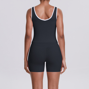 Nuovo Kit <span class=keywords><strong>sportivo</strong></span> Yoga a vita alta <span class=keywords><strong>abbigliamento</strong></span> da <span class=keywords><strong>palestra</strong></span> traspirante 2 pezzi canottiera corta tinta unita a vita alta <span class=keywords><strong>abbigliamento</strong></span> <span class=keywords><strong>sportivo</strong></span> <span class=keywords><strong>per</strong></span> sport Fitness - Product Image 2